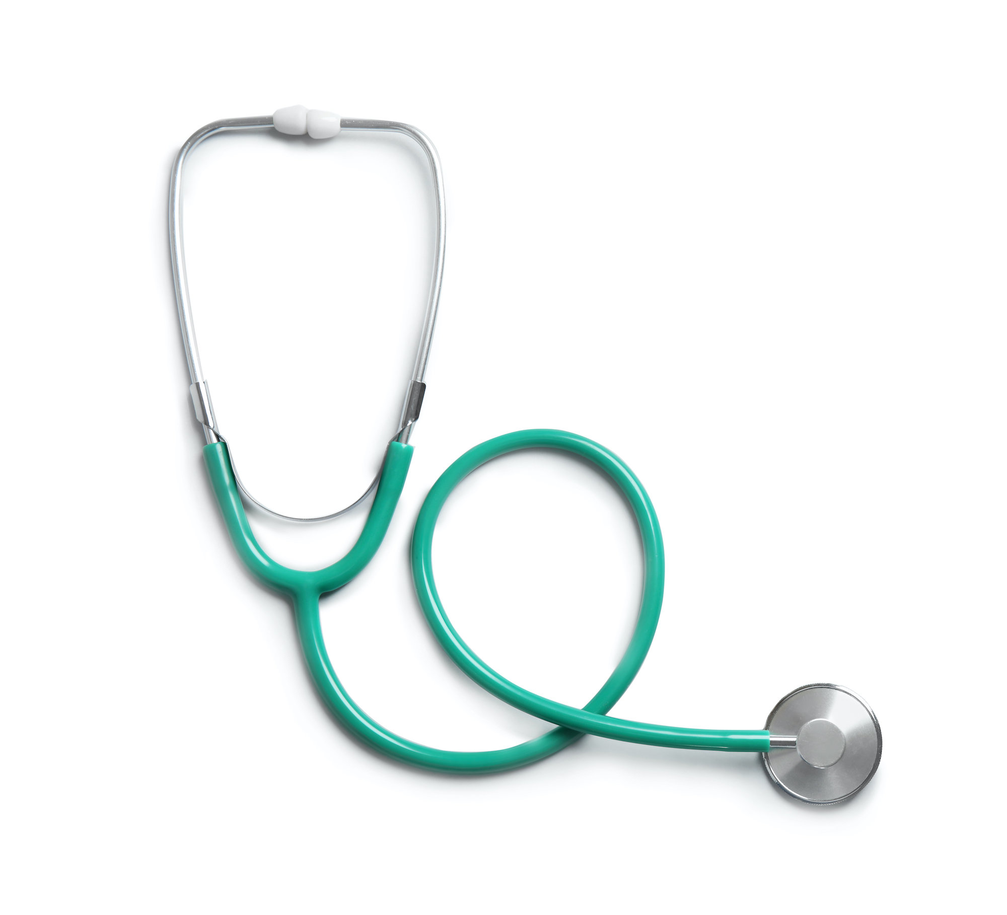 Stethoscope,Isolated,On,White,,Top,View.,Medical,Tool